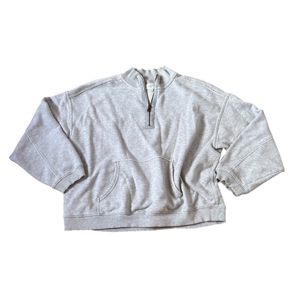 aerie Tops - Aerie Quarter Zip Sweatshirt Women Gray Relaxed Pullover Pocket SIZE M